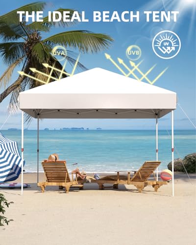 10x10 Pop Up Canopy Tent Outdoor Canopy with No Removable Sidewall One-Person Set Up Heavy Duty Commercial Instant Tent Shelter-White - color: White, size: 10x10FT/0-Sidewall