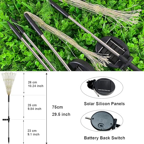 FOOING 6 Pcs Solar Garden Lights Solar Firework Lights, 200 LED String Light 2 Modes Twinkling Nightlight for Outside, Wedding, Party,Patio Home Deceration (Warm White) - style: 6 pcs-200