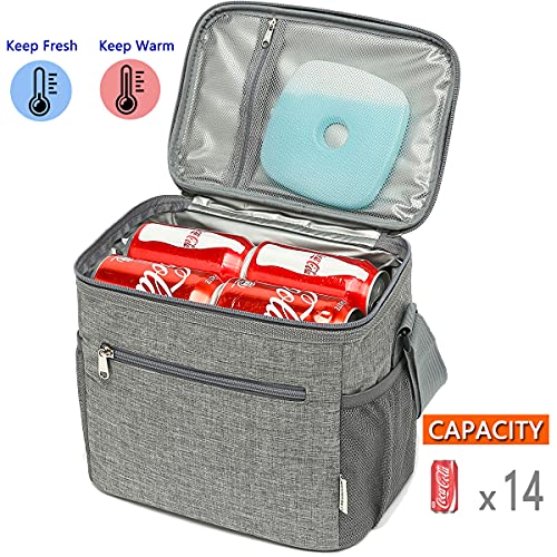 GYEUKHAM Insulated Lunch Bag for Adult/Women/Men, Reusable Large Lunch Box Cooler Soft Leakproof Tote, Thermal Meal Prep Lunch Pail with Adjustable Shoulder Strap for Picnic/School/Travel/Office,Grey - color: Gray