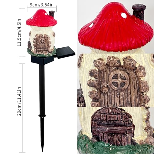 Mushroom Solar Lights Outdoor, Waterproof Fairy Houses Lights Mushroom Garden Decor Decorative Solar Powered Garden Stake Light for Outside Lawn Walkway Patio Yard (Red) - color: Red