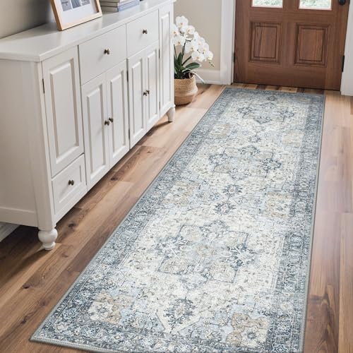 GENIMO Outdoor & Indoor Runner Rug 2.5'x8', Waterproof, Non-Shedding, Easy Cleaning, Boho Mat for Patio, Kitchen, Balcony, Bath Room, Deck, Bedroom, Camping, Outside Carpet,Blue - color: Blue, size: 2.5' x 8' (Runner)