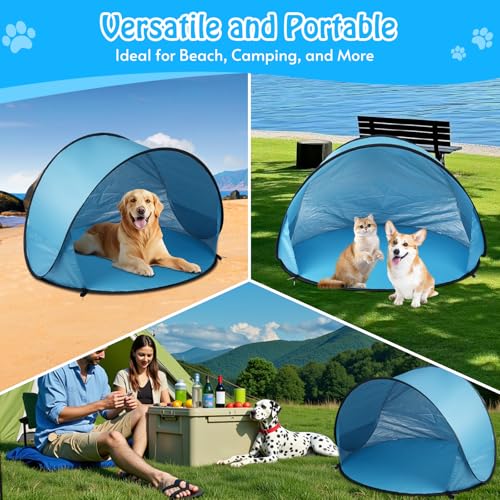 Extra Large Dog Beach Tent - 47" Lx39 Wx30 H,Portable Outdoor Pop Up Pet Tent for Camping with Dogs Cats,Waterproof Dog Sun Shade Shelter for Medium-Sized to Bigger Pets