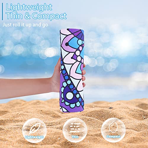 2 Pack Microfiber Oversized Lightweight Beach Towel 71"x32" Extra Thin Large Sand Free Towels Travel Swim Pool Yoga Gym for Adults Women Men Beach Essentials Accessories Vacation Gift - color: 2 Pack Mandala Turtle Multi