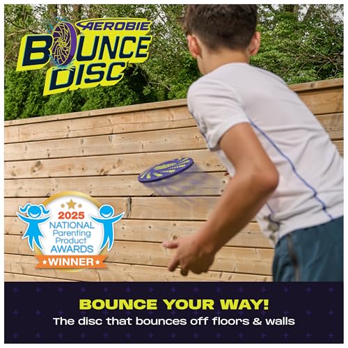 Aerobie Bounce Disc, Throwing Disc Toy for Kids, Backyard Toys & Outdoor Games for Adults & Family, Ages 5 & Up