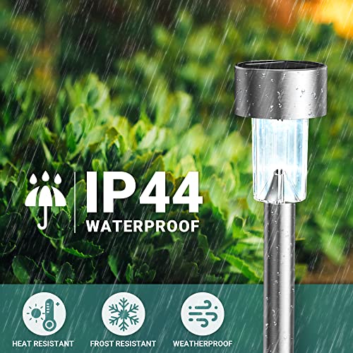 GIGALUMI 16 Pack Solar Lights Outdoor Waterproof,Stainless Steel LED Solar Garden Lights for Patio, Lawn, Yard and Landscape(Cold White) - color: Cold White, size: 16 PACK