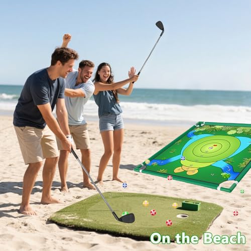 Golf Chipping Game – Portable Yard Practice Set, Indoor & Outdoor Lawn Play for Adults and Family, Backyard, Beach, Office Party, Golf Gifts for Men (2 Clubs & 16 Balls) - color: 2 Clubs & 16 Balls