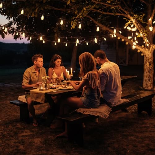 FOOMAN LED Outdoor String Lights, 500FT Outside Waterproof Hanging Patio Lights with 250+10 Shatterproof ST38 Edison Bulbs, 2700K Warm White, Dimmable Light for Back Yard Porch Party Gazebo Bistro - size: 500FT