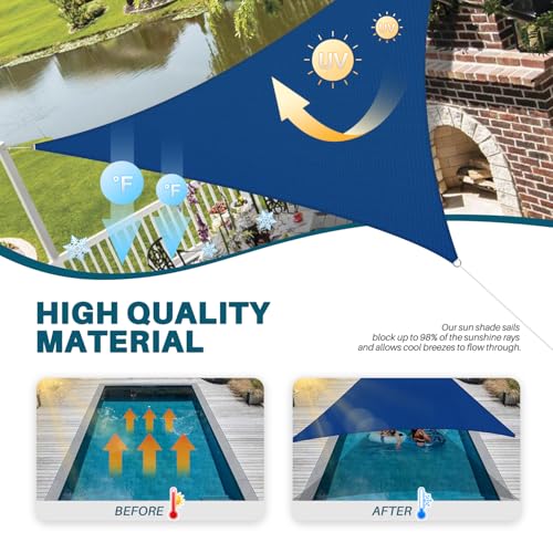 Coarbor 2' x 2' x 2' Sun Shade Sail Canopy Sunshade Outdoor Heavy Duty Triangle Fabric Cloth Screen for Patio Garden Yard Deck Pergola Canopy (Blue) - color: Blue, size: 2'x2'x2'