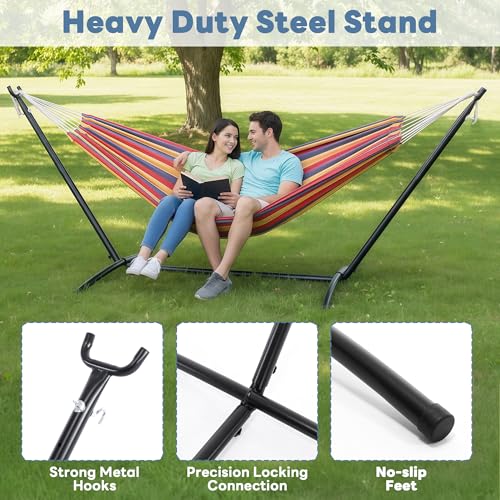 Sweetcrispy Hammock Stand Only, Heavy Duty Hammock Stands for Double 2 Person, Portable Steel Stand for Outside Garden Backyard Patio Pool Beach with Carrying Case - color: Black, size: 118IN