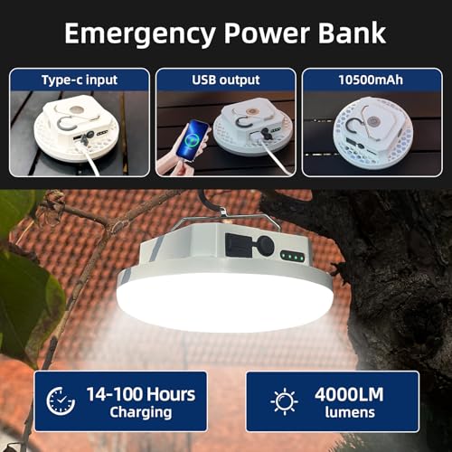 Rechargeable Camping Tent Light 10500mAh 30W 4000Lumen Battery Operated LED Lights IPX5 Waterproof Portable Lamp for Power Outages Outdoor Emergency Home Use - size: 30W