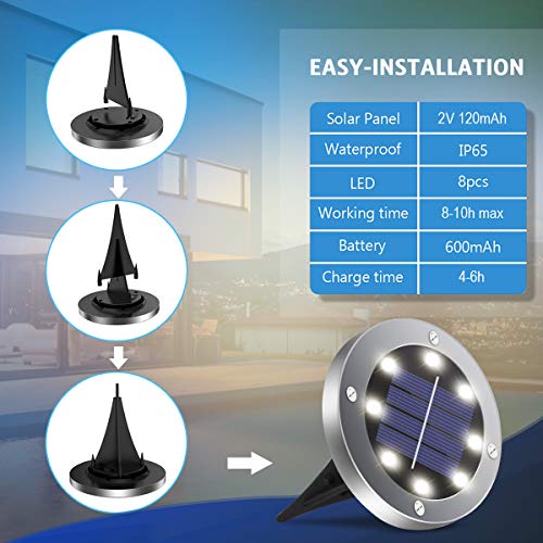 OULONGER Solar Ground Lights 16 Packs, Garden Solar Outdoor Waterproof Pathway Bright In-Ground Landscape Lights for Patio, Lawn, Yard, Driveway, Step and Walkway White Light - color: White, size: 16pack