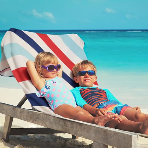 Whale Flotilla 4 Pack Quick Dry Beach Towels Oversized (35"x70"), Microfiber Sand-Free Beach Towel Set, Extra Large Compact Pool Travel Accessories, Purple/Navy/Aqua/Pink - color: Purple/ Navy/ Aqua/ Pink, size: 70.00" x 35.00"