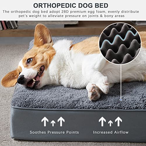 Waterproof Dog Beds for Small Dogs Orthopedic Dog Beds for Crate with Removable Washable Cover Egg-Crate Foam Pet Pad Mat with Anti-Slip Bottom, 23x17 Inch, Grey - color: Grey, size: 23"L x 17"W x 3"H