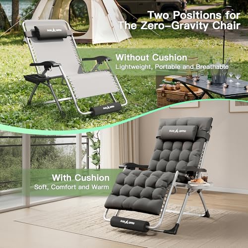 Amopatio Oversized Zero Gravity Chair, XL 29In Reclining Camping Lounge Chair w/Removable Cushion&Headrest, Upgraded Lock and Footrest, Folding Patio Recliner for Indoor Outdoor, Dark Grey - color: Dark Grey XL, size: 29in