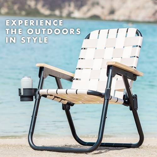GoSports WOVN Beach Backpack Chair - 9 Styles Available - Premium Folding Camping Chair - color: Natural