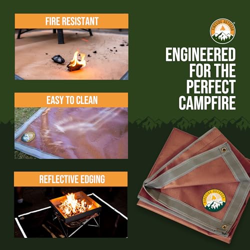 Fireside Outdoor Portable Fire Pit Mat for Under Grills - Under Grill Mats for Outdoor Grill Deck Protector, Solo Fire Pit Accessories, Fireproof Mats, BBQ Pits, Firepit - Ember Mat, 67"x60"