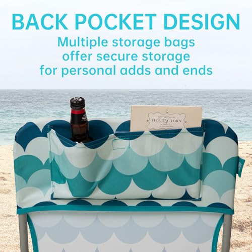 #WEJOY Folding Beach Chair for Adults, Lightweight Beach Chair with Shoulder Straps, High Back Camping Chairs with Hard Armrest, Supports 300lbs for Outdoor Lawn Concert - color: #C 1 Pack Cyan Blue, style: Classic