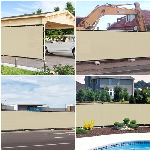 E&K Sunrise 6' x 25' Privacy Fence Screen with Grommets, Outdoor Windscreen Fence Covering Privacy Screen UV Blockage for Backyard Garden Patio, Zip Ties Included (Beige) - color: Beige, size: 0 6' x 25'