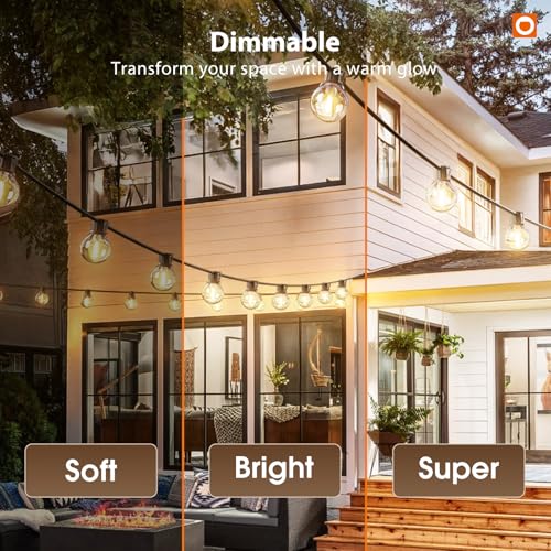 addlon 198FT(192+6) Solar String Lights Outdoor Waterproof, 60+4 LED Shatterproof Bulbs with Remote, 3 Light Modes, Dimmable, Timable, G40 Patio Lights for Large Backyard, Garden, Wedding Party Decor - size: 192+6FT