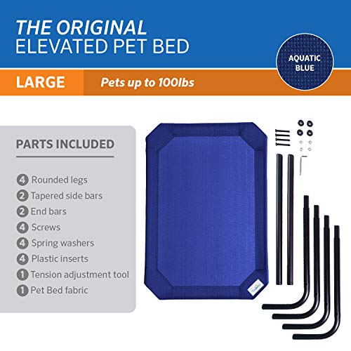 Coolaroo Original Elevated Dog Bed - Breathable Off-The-Ground Pet Bed with Cooling Fabric, Joint Relief & Moisture-Resistant Fabric, 100% Recyclable, Easy Clean, Aquatic Blue, Large - color: Aquatic Blue, style: Large Dog Bed