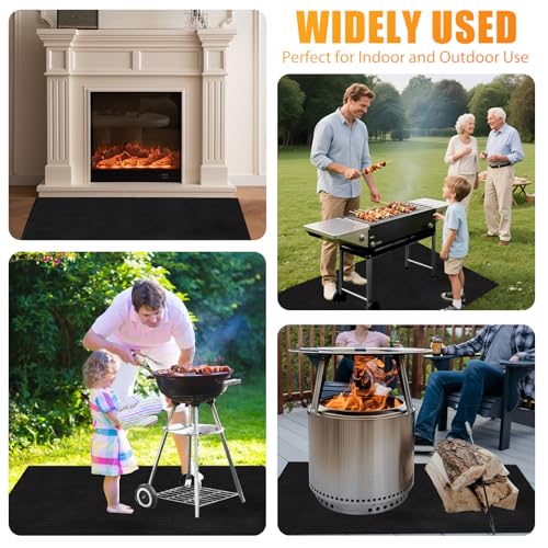 Under Grill Mats for Outdoor Grill – 5 Layer Fireproof Waterproof Oil-Proof, BBQ Mat for Deck, Patio, Fireplace (3 Layer/48x30) - size: 3 Layer/48x30