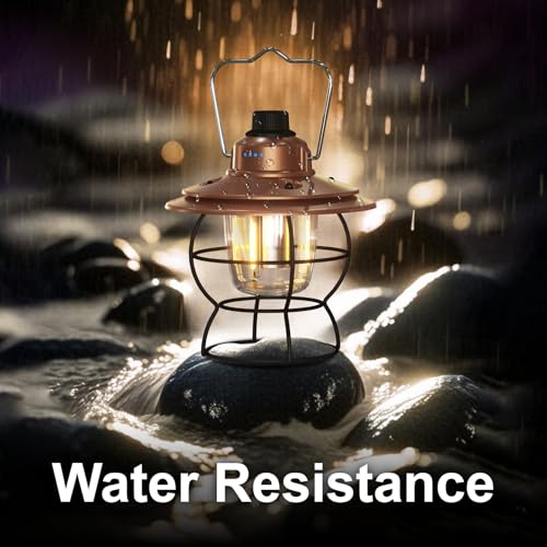 LED Camping Lantern Rechargeable Dimmable, Portable Vintage Outdoor Lantern 2700-6500K Waterproof, Hanging Retro Lamp Indoor Outdoor for Garden, Hiking, Emergency, Copper - size: Copper