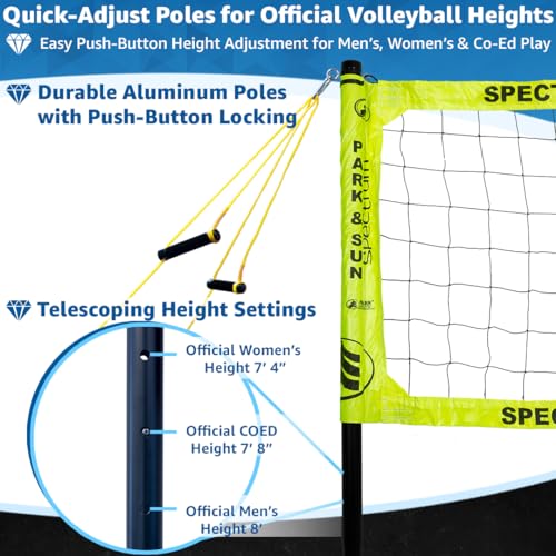 Park & Sun Sports Spectrum Classic: Adjustable Professional Outdoor Volleyball Net System - color: Yellow