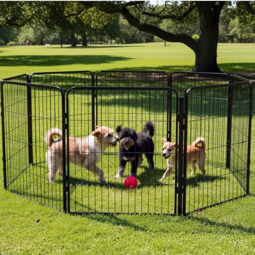 Dog Play Pen for Outdoor Use - 40'', 16 Panels for Medium and Large Size Dogs - Portable Playpen Kennel for RV, Camping, and Yard - Heavy Duty Pet Fence w/Black Rust Resistant Coating - size: 40 Inches