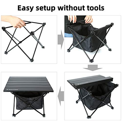 ROCK CLOUD Portable Camping Table Ultralight Aluminum Camp Table with Storage Bag Folding Beach Table for Camping Hiking Backpacking Outdoor Picnic - color: Black, With Storage Bag, size: Small