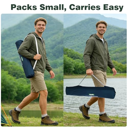 SUNNYFEEL Folding Camping Table- Collapsible Portable Beach Table with 4 Cup Holders & Carry Bags, Tailgate Table for Outdoor Excursion Picnic Hiking Fishing Travel Parties, Blue