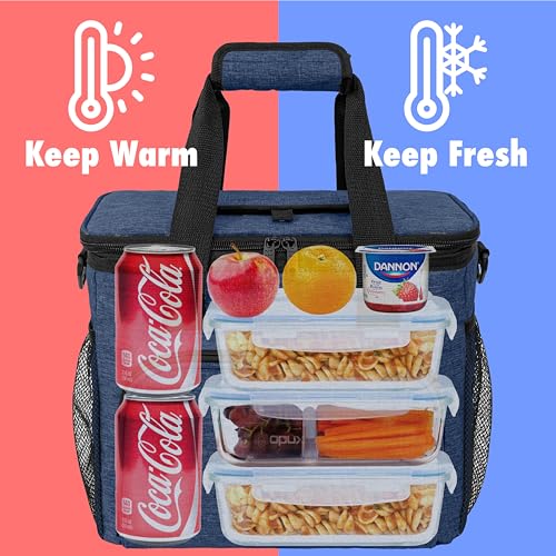 OPUX Soft Cooler Bag, Insulated Collapsible Lunch Cooler Tote for Men Work Camping Beach Travel, Portable Soft Sided Leakproof Waterproof Large Lunch Bag Box with Shoulder Strap 24 Cans, Heather Navy - color: Heather Navy, size: 24 Cans