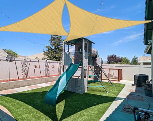 Coarbor 2' x 2' x 2' Sun Shade Sail Canopy Sunshade Outdoor Heavy Duty Triangle Fabric Cloth Screen for Patio Garden Yard Deck Pergola Canopy (Sand) - color: Sand, size: 2'x2'x2'