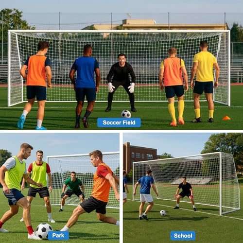 MOPHOTO Soccer Goal, 6X4/8x6/10x6.5/12x6/16x7/18.5x6.5/21x7/24x8ft Soccer Goals for Backyard, Full Size Soccer Goal for Teens & Adults Training - size: 24x8FT, style: Alloy Steel