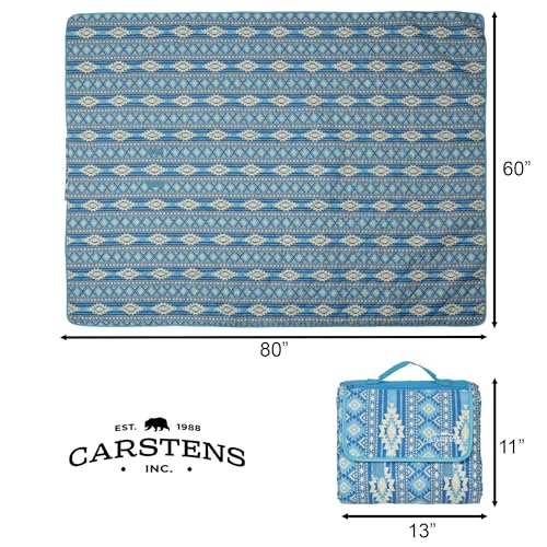 Carstens, Inc. Easy Pack Waterproof Sandproof Picnic Blanket, Lightweight Foldable Outdoor Camping Beach Mat, Large 60"x80", Sundance Blue - color: Sundance Blue