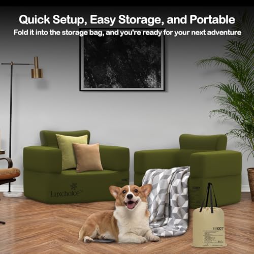 Luxchoice Inflatable Couch Premium Oxford Cloth Inflatable Sofa with Built-in Rechargeable Pump Portable Blow Up Couch for Camping Outdoor Travel Home Guests Backyard Patio | Durable Fabric, Easy Inflation, Waterproof, Puncture Resistant, Portable for Out