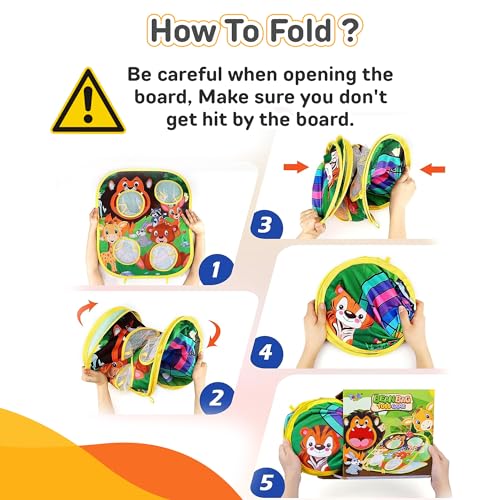 Animal Bean Bag Toss Game Kids Outdoor Toys, Family Party Games for Kids, Double-Sided Foldable Cornhole Board, Outside Lawn Party Toy, Birthday Gift for Boys Girls Toddler Age 3 4 5 6 7 8