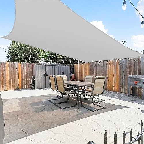E&K Sunrise 10' x 15' Waterproof Sun Shade Sail Outdoor Rectangle Canopy Shade Cover UV Block for Pergola Patio Backyard Garden Deck (Light Gray)