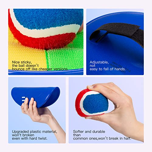 Upgraded Toss and Catch Ball Game Set, Outdoor Games for Kids Toys, Stocking Stuffers for Family Games, Beach Pool Yard Christmas Toys Birthday Gifts for Boys Girls 3 4 5 6 7 8-12 Year Old - color: Rainbow, size: 4 Paddles 4 Balls
