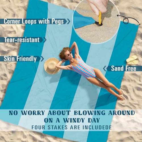 Famstar Beach Blanket Sandproof Waterproof 10'×9' 1-8 Adults Oversized,Compact Lightweight Durable Beach Mat for Travel Camping Hiking Picnic Blanket - color: Light Green, size: 10'×9'