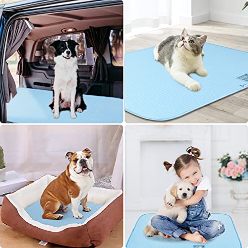 Rywell Dog Cooling Mat, Self Cooling Pad for Dogs, Arc-Chill Q-Max>0.4 Reusable Summer Pet Ice Cool Bed with Super Absorption, Machine Washable & Portable, Home & Travel -L Blue