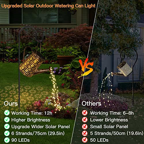 Solar Watering Can with Lights,Solar Outdoor Garden Decor Waterproof Large Hanging Lantern Landscape Lights Outside Decorations for Yard Clearance Porch Patio Pathway Gardening Gift
