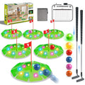 TERRAMUS Light Up Golf Play Set - Upgraded Kids Toy Golf Putting Game Set with 6 LED Targets, 2 Clubs, 6 Balls (2 Glow), Night Golf Toys Gifts for Kids Golfers Family Indoor Outdoor Beach Lawn Park - color: Green