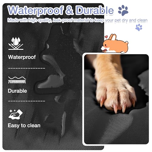 Kritter Planet Waterproof Foldable Dog Bed Pad for Camping & Travel, Portable Roll-Up Dog Bed Car Seat Pet Cushion Mat with Handles for Medium & Large Dogs, Indoor & Outdoor Use - color: Black, size: 50"x28"
