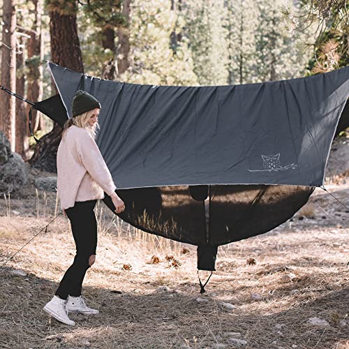 Wise Owl Outfitters Hammock Rain Fly – Waterproof Camping Tarp Cover with Tent Stakes & Carry Bag, Ultralight Shelter for Backpacking & Outdoor Shade - color: Blue, size: Standard (26 oz)