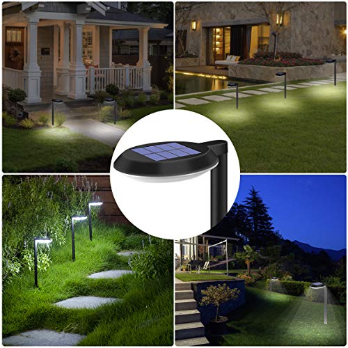 kinna Outdoor Solar Path Lights Waterproof Landscape Pathway Light with 6 White LEDs Garden Lighting Decorative for Patio Driveway Backyard (Black-4 Pack) - color: Black
