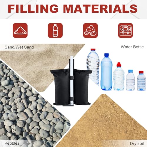 ABCCANOPY Canopy Weights 150 LBS Gazebo Tent Sand Bags,4-Pack Black (Without Sand) - color: Black, size: 150 Lbs