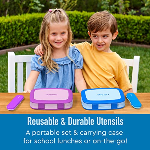 Bentgo Kids Utensil Set - Reusable Plastic Fork, Spoon & Storage Case - BPA-Free Materials, Easy-Grip Handles, Dishwasher Safe - Ideal for School Lunch, Travel, & Outdoors (Blue) - color: Blue