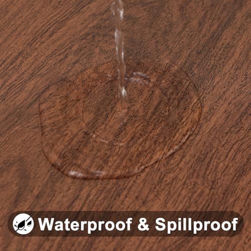 Smiry Square Table Cloth Cover, Waterproof Elastic Fitted Picnic Tablecloth, Wipeable Flannel Backed Vinyl Tablecloths for Camping, Dining, Outdoor (Brown, 34" x 34") - color: Brown, size: 34" x 34" (Square)