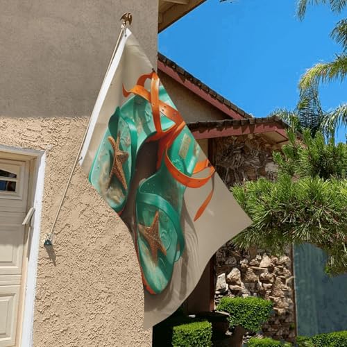 Flip-Flops On A Sandy Beach Flag 2 X 3 Ft Double Sided Vertical Garden Flag Seasonal Holiday Banner With Brass Grommets Photo Backdrop Yard Flag For Outdoor Indoor Home Decor - color: Flip-Flops On A Sandy Beach