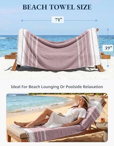 LANE LINEN Large Pool Towels, XL Beach Towel, Pre-Washed, No Shrink, Quick Dry Oversized Beach Towels, Stylish Beach Towel for Women, Sand Free Towel, 39"x71" - Fired Brick - color: 41: Fired Brick, size: Pack of 1